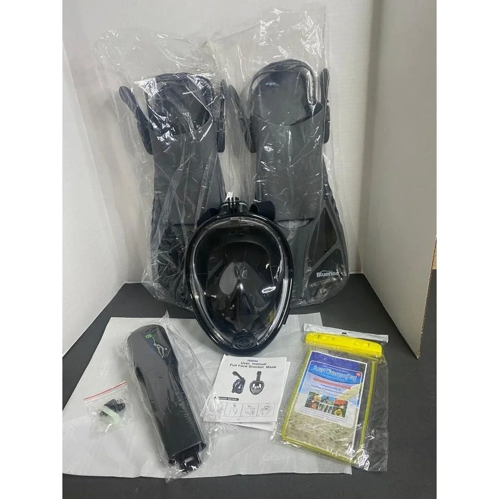 Full Face Snorkeling Mask‎ Anti Leak Portable Under Water Diving Swimming Black